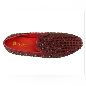 Carrucci Studded Suede Slip On Loafers Shoes Red Men Sz 9.5